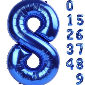 40 Inch Number 8 Balloon, Giant Navy Blue 8 18 28 80 Birthday Balloons for Men Boys, 8th Birthday Decorations Party Supplies, Wedding Anniversary, Graduations