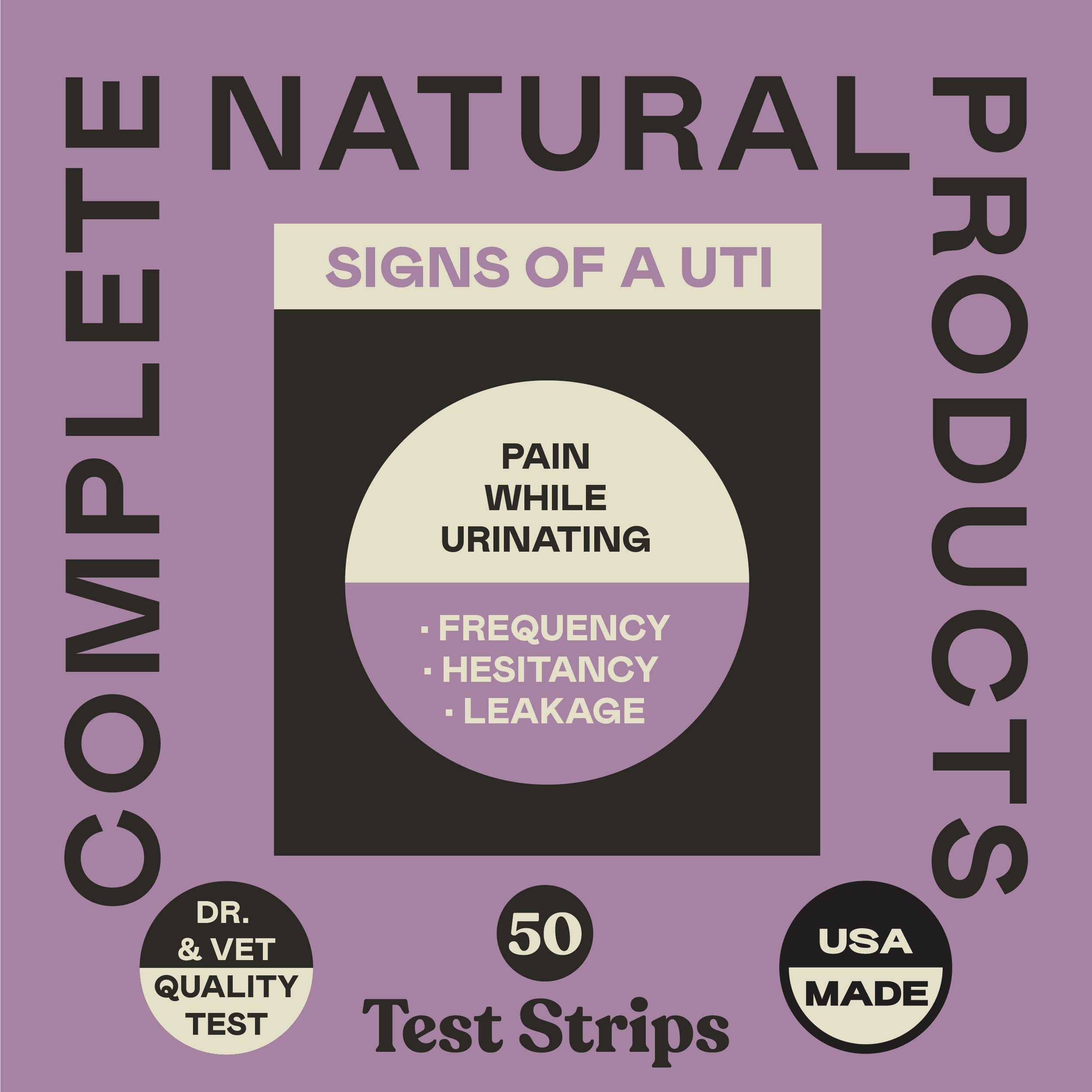 Complete Natural Products UTI Test Strips for Dogs, Cats, & Pets - 3 in 1-50 Count - Urinary Tract Issues - Test Strips for Pets