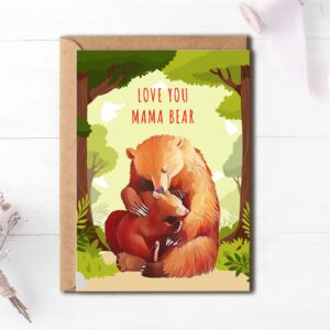 EdgarGifts Love You Mama Bear - Mama Bear Cute Mothers Day Card Adorable Mama Mother's Day Card Birthday Card For Mum