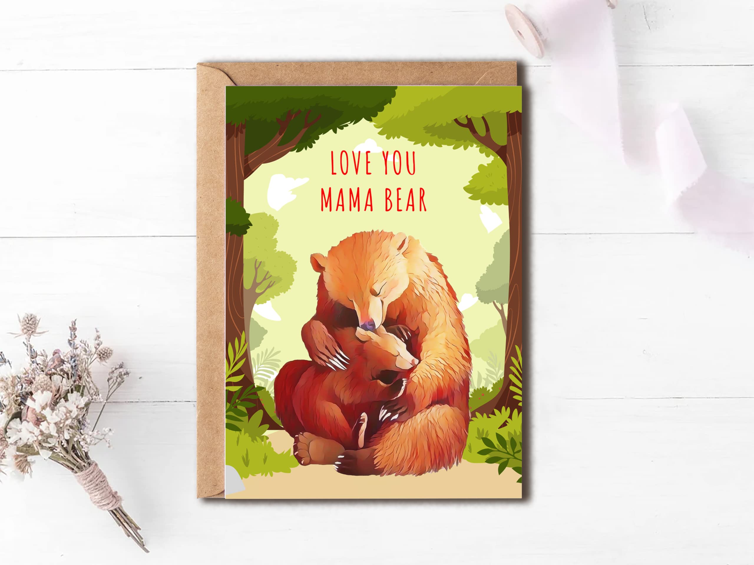 EdgarGifts Love You Mama Bear - Mama Bear Cute Mothers Day Card Adorable Mama Mother's Day Card Birthday Card For Mum