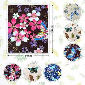 Butterfly Fabric,6 PCS Butterflies Floral Fat Quarters Fabric Bundles,20 x 16 Inches/50 x 40 cm Flowers Leaves Cute Sewing Fabric Material Squares for DIY Crafts Projects Party Decoration