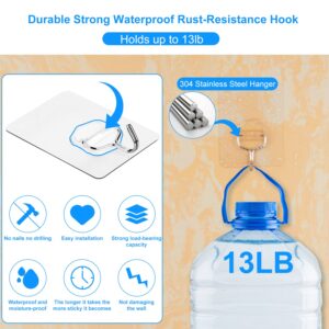 Adhesive Hooks Wall Hooks Strong Adhesive Hooks 13lbs Seamless Clear Transparent Hooks for Towel Loofah Bathrobe Coats Ceiling Hanger, Clearly Waterproof Hooks, 10 Pack. (2.36 * 3.15inch)