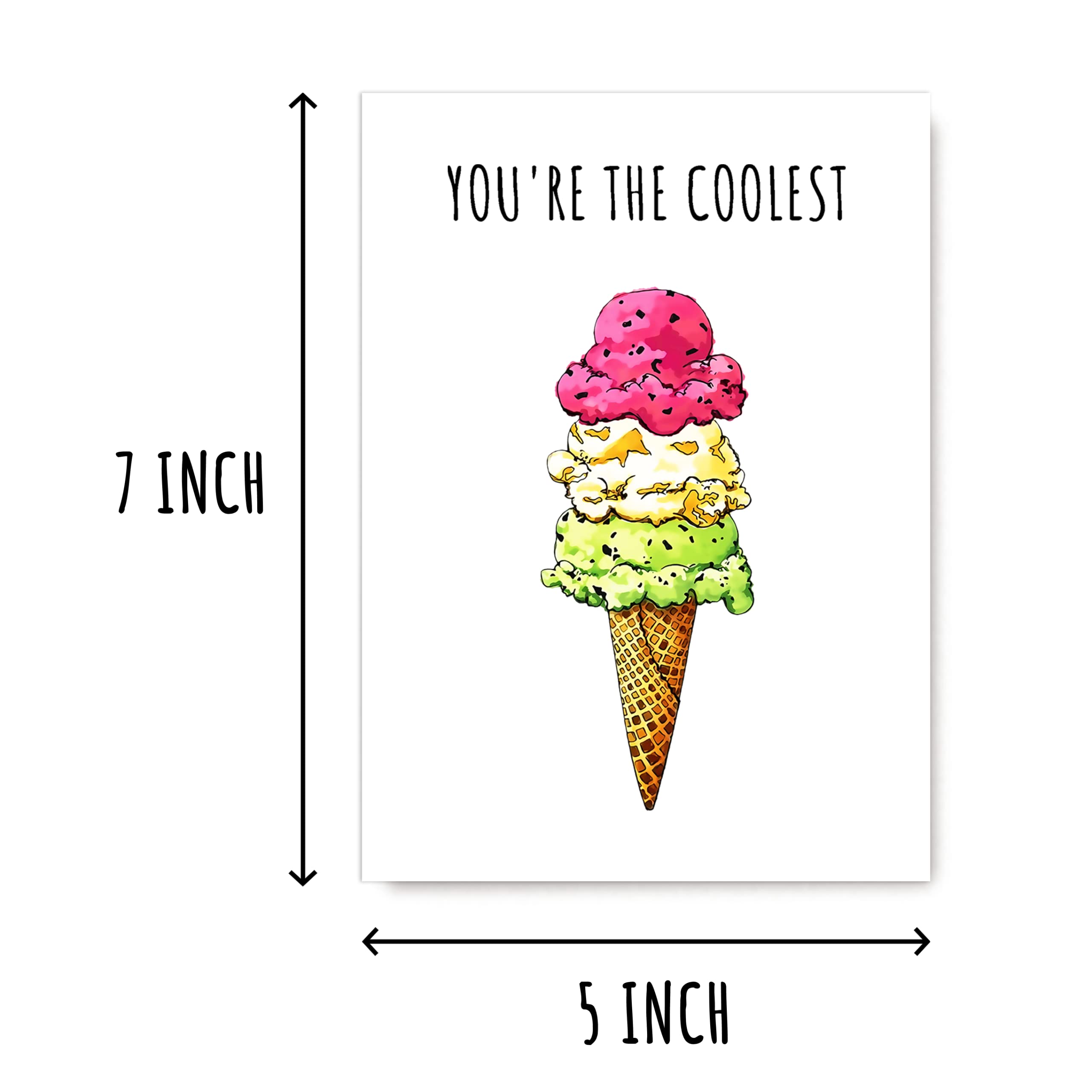 EdgarGifts You're The Coolest - Ice Cream Card - Love Card - Best Friend Card - Birthday Card - Cute Greeting Card - Cookie Card