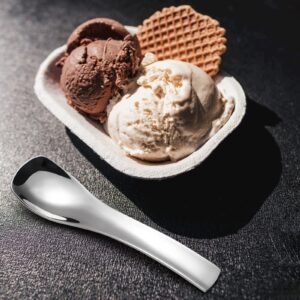 Ice Cream Spoons Stainless Steel Shovel Spoons Set of 10 Small Dessert Spoons for Cake, Yogurt, Ice Cream (Model 1#)