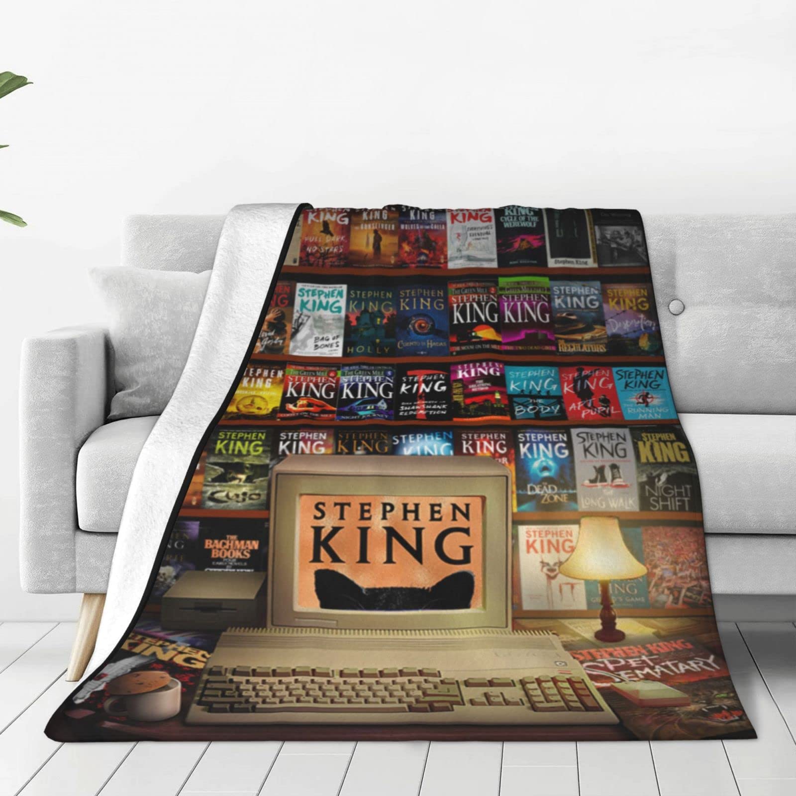 The King Full Collection Horror Books Blanket Warm Soft Throw Blanket Flannel Blankets All Season for Couch and Bed for Kids Teenager Aldult 60"x50"