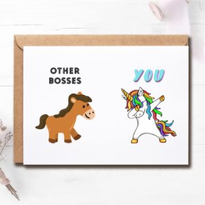 Other Boss Card - Thank You Card - Funny Unicorn Birthday Cards Gifts For Boss Women Men - Happy Boss's Day Card Gifts