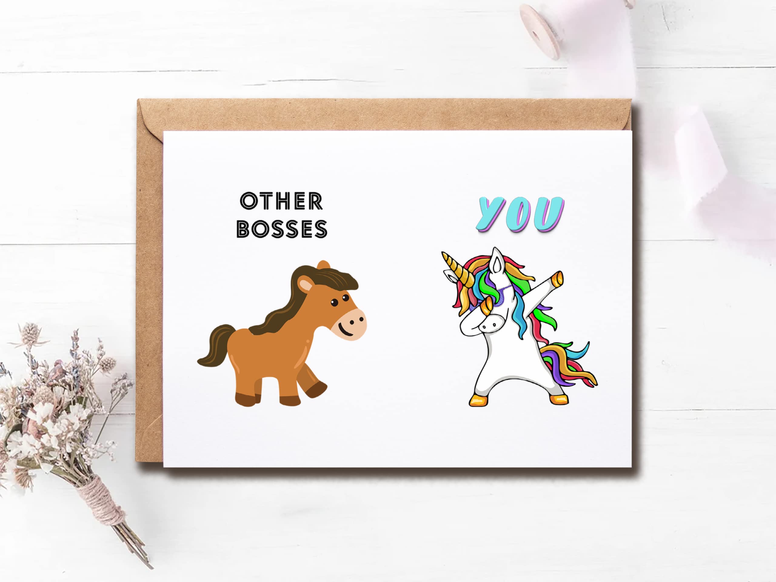 Other Boss Card - Thank You Card - Funny Unicorn Birthday Cards Gifts For Boss Women Men - Happy Boss's Day Card Gifts