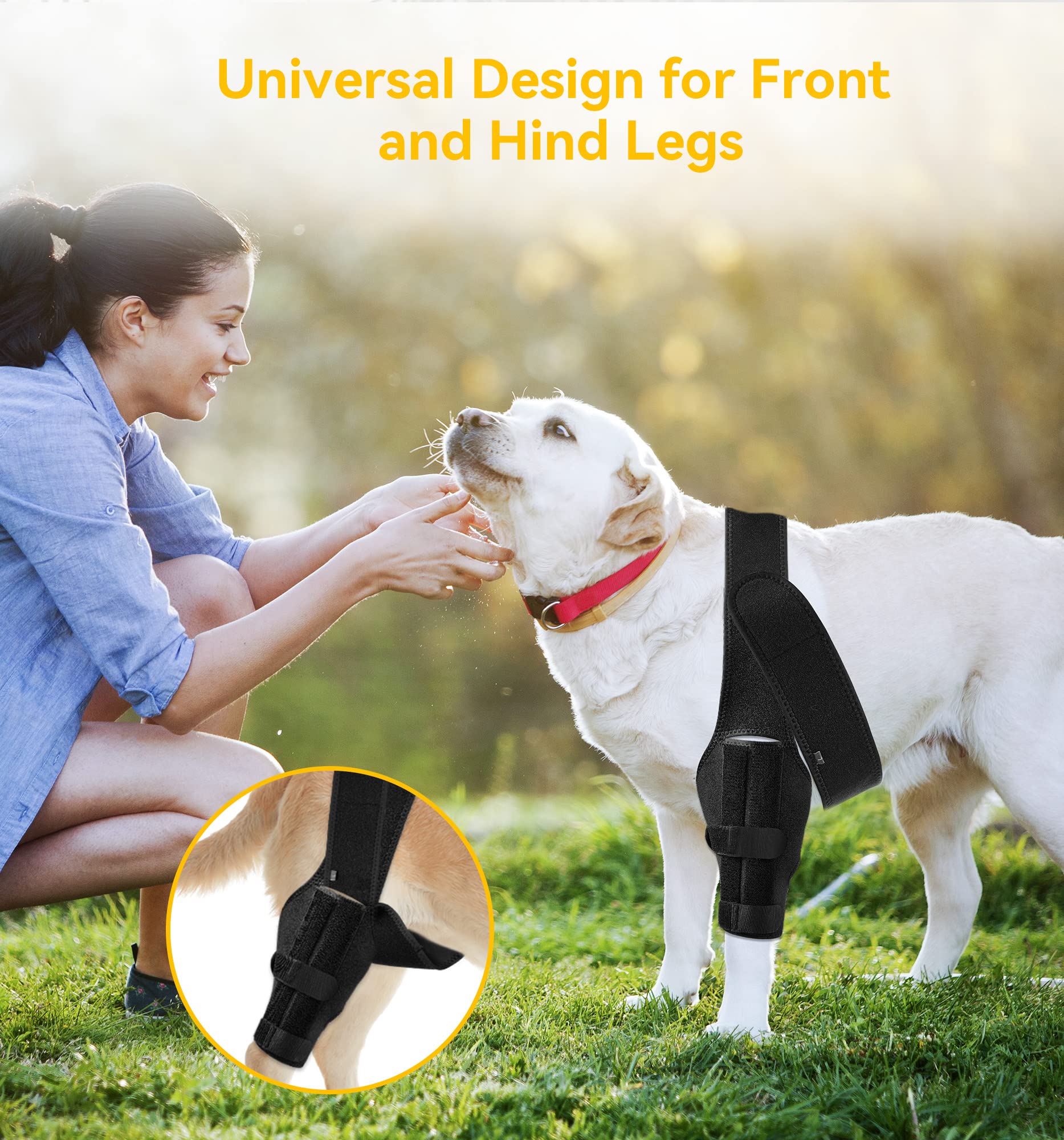 soundfuse Dog Knee Brace, Leg Brace for ACL with Cruciate Ligament Injury, Joint Pain and Muscle Sore, Adjustable Rear Support for Knee Cap Dislocation, Pet Knee Brace Recommended for Big Dog(Size: L)