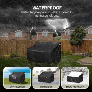 KylinLucky Waterproof Patio Loveseat Covers 52W x 35D x 35H inches,2-Seater Heavy Duty Outdoor Furniture Sofa Covers Black