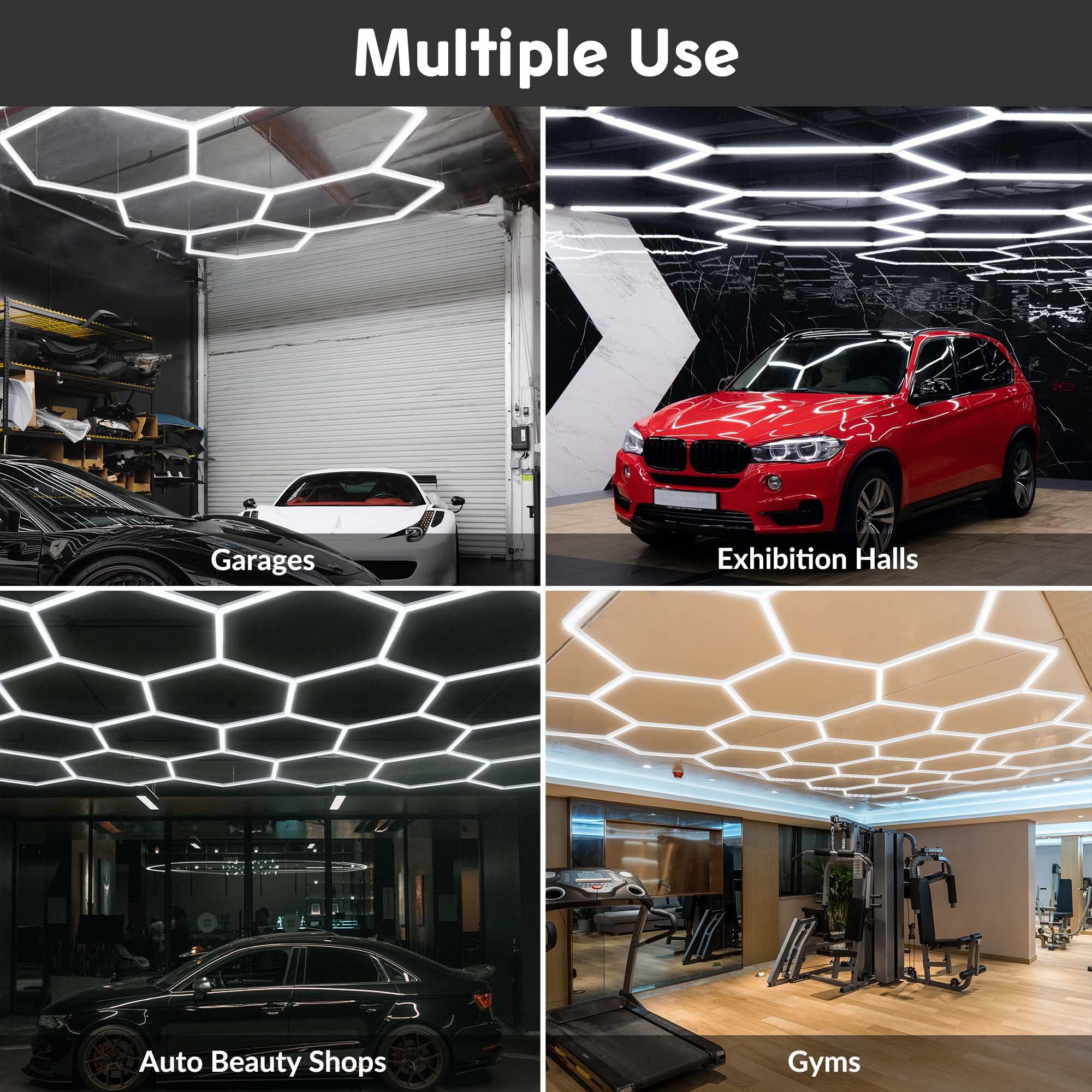 Yescom 24 Pack Hexagon Garage LED Light, 240W 26400LM 7000K Super Bright Car Detailing Ceiling Shop Lights, Linkable 5 Grid Honeycomb for Workshop Warehouse Basement Gym Hair Styling Shop Salon