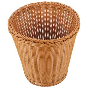 wooneky rattan trash can, brown, open-top, plastic material, 11" x 11" x 11"