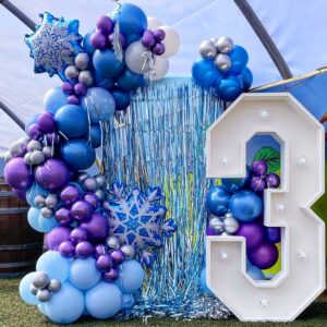 Blue Metallic Balloons Garland Kit 130 Pcs Chrome Balloons Different Sizes 18/12/10/5 Inch Confetti Balloons Blue Party Balloon for Boys Baby Shower Christening Birthday Graduation Christmas