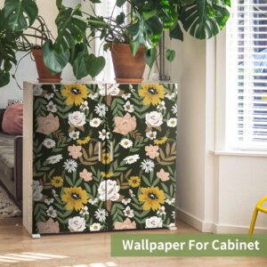 Cismmy Large Floral Peel and Stick Wallpaper Boho Removable Wallpaper for Bedroom Bathroom Easy Peel Off Wallpaper Stick on Wallpaper Vintage Renter Friendly Wall Paper 118" X 17.7"