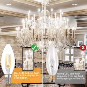 Volxon E12 Candelabra Bulb 60 Watt Equivalent, B11 C35 Dimmable Led Chandelier Light Bulbs, Bright E12 Led Bulb Daylight White 5000k 550 LM, Clear Glass, for Chandeliers, Ceiling Fan, 5 Pack