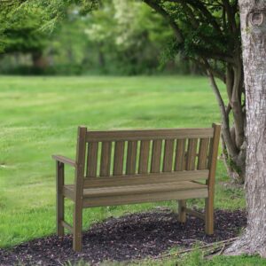 ACUEL Outdoor Bench, 3-Person Garden Bench, Poly Lumber Patio Bench for Outdoors, Porch, and Park (Light Brown)