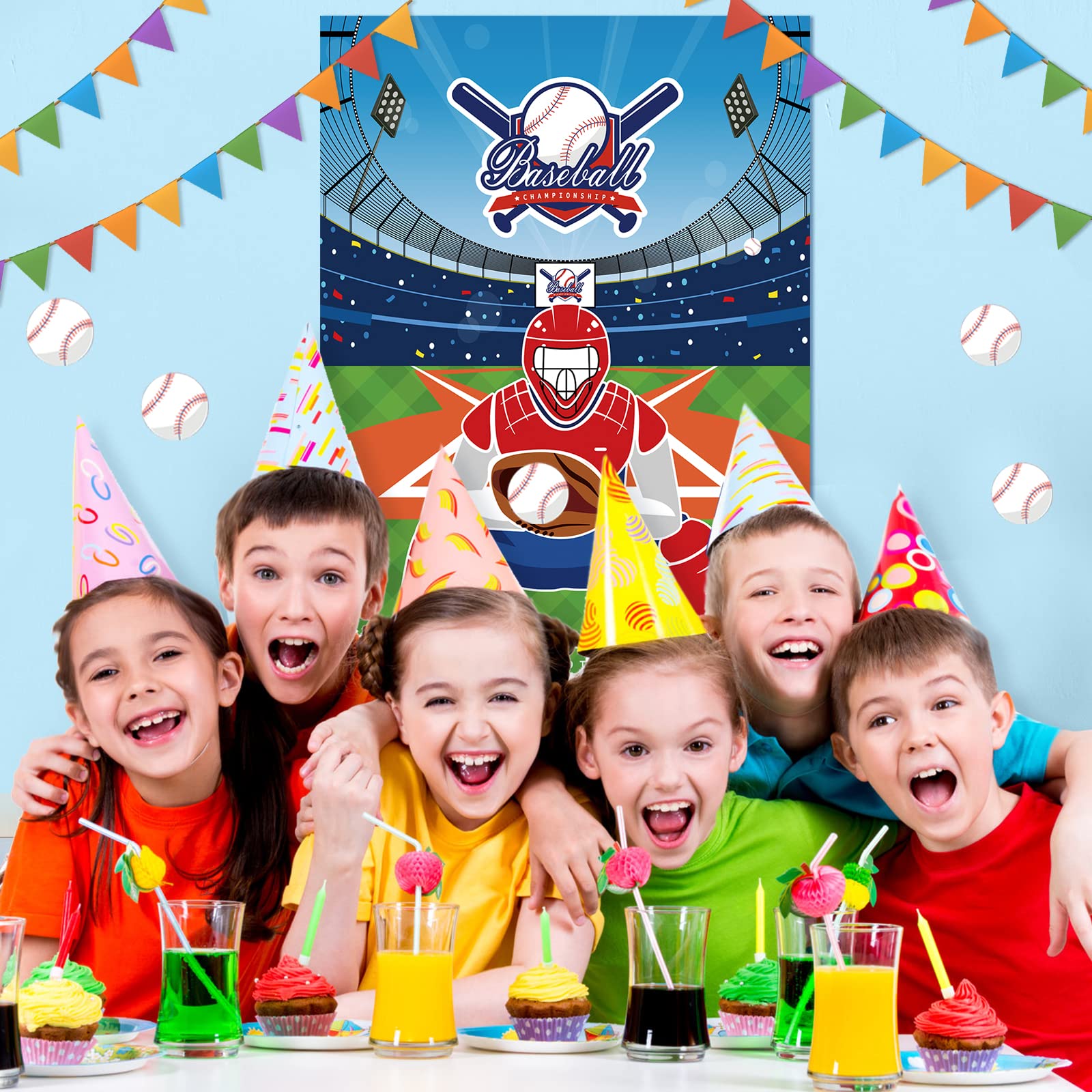 JOARHONAL Pin The Baseball on The Glove - Baseball Party Games for Kids 20" x 28" Baseball Game Poster with 24 Reusable Stickers Sport Themed Birthday Party Favor Sets