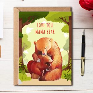 EdgarGifts Love You Mama Bear - Mama Bear Cute Mothers Day Card Adorable Mama Mother's Day Card Birthday Card For Mum