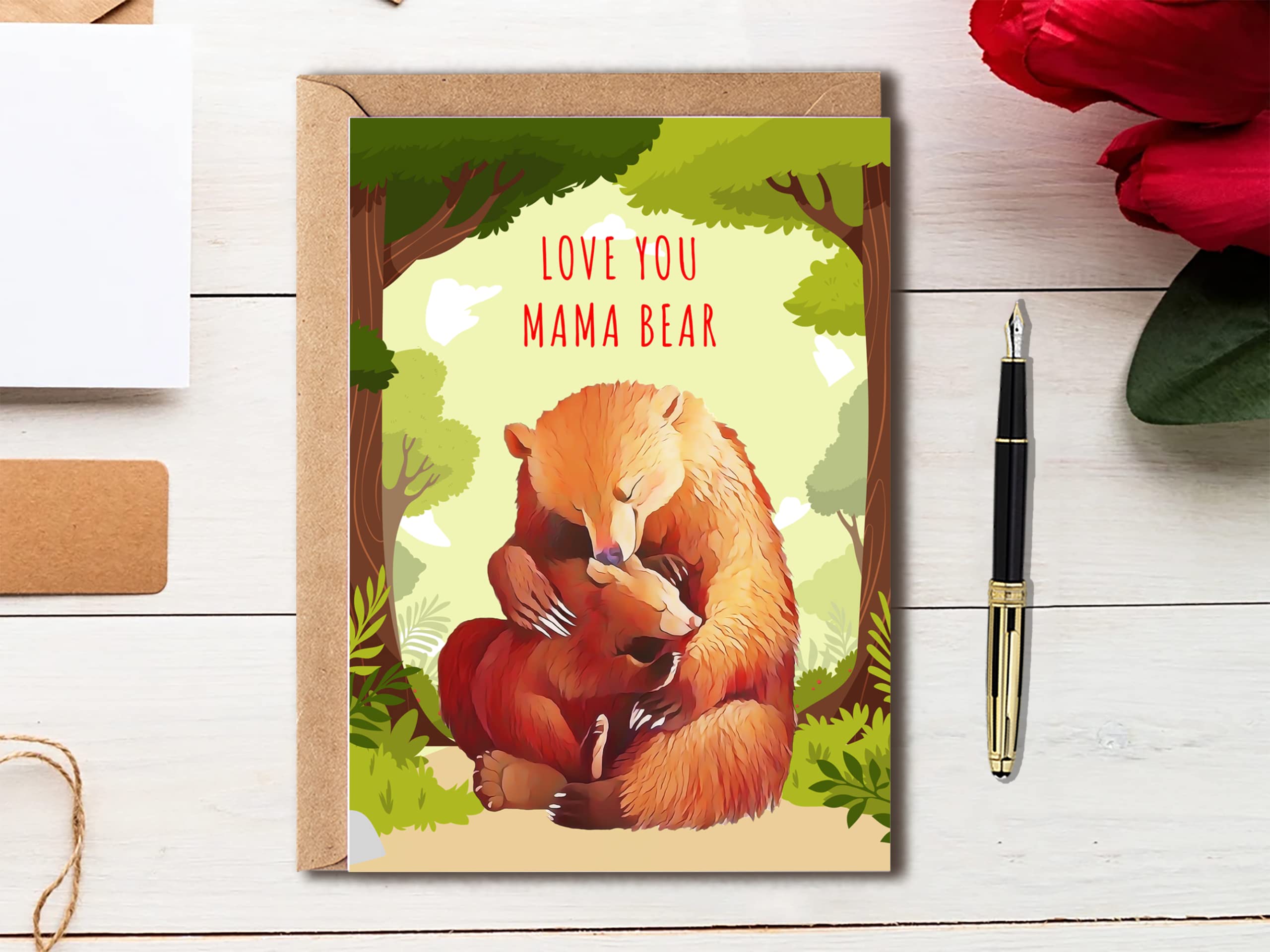 EdgarGifts Love You Mama Bear - Mama Bear Cute Mothers Day Card Adorable Mama Mother's Day Card Birthday Card For Mum