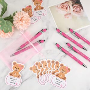 Estune 108 Pcs Baby Shower Pens Set It's a Pen with Stylus Tip 2 in 1 Ink Pens Boy Girl Baby Shower Gifts Card Organza Bags Baby Shower Party Favors for Guests Office Writing Journaling (Pink)