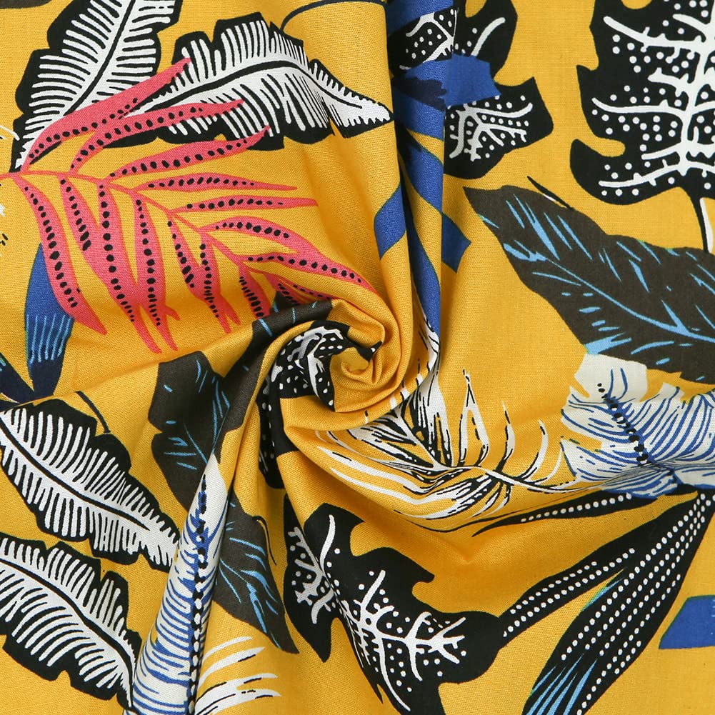 Hawaiian Tropical Fabric 8 Pieces Summer Floral Leaf Pattern Printed Fabric, 15.7 x 19.7 Inch Jungle Palm Hawaii Quilting Patchwork Holiday Fabric Bundles for DIY Crafts Sewing Decor Making Supplies