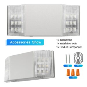 Spectsun 1 Packs Hardwired Emergency Exit Light Fixtures for Business, with Battery Backup, Two Head Adjustable LED Emergency Lighting, UL 924 Certified，AC 120/277V.