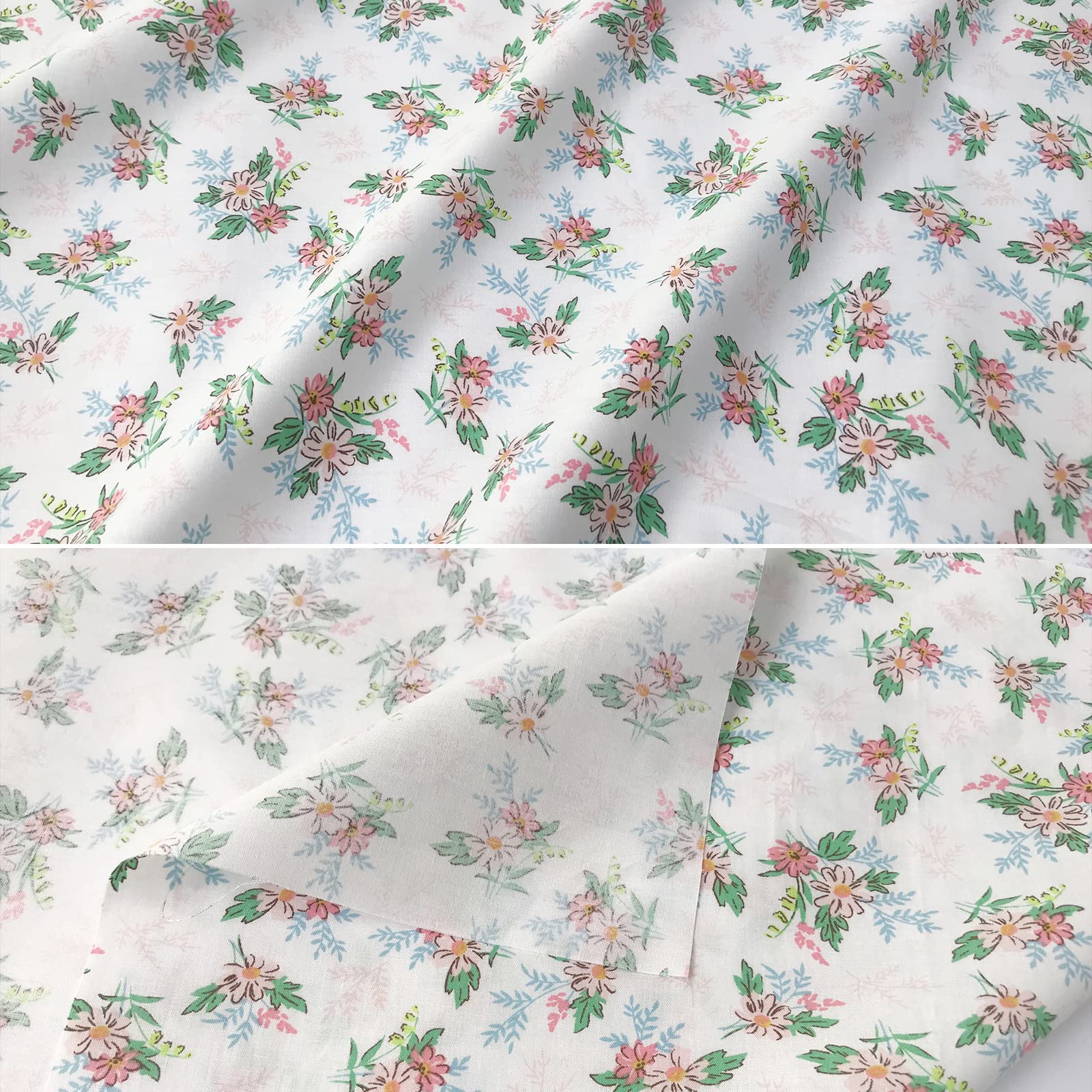 Mililanyo 8pcs 18 x 22inches (46x56cm) Floral Cotton Fabric Small Flower Pattern Pre-Cut Quilt Squares Fat Quarters Fabric Bundles for Sewing and Quilting