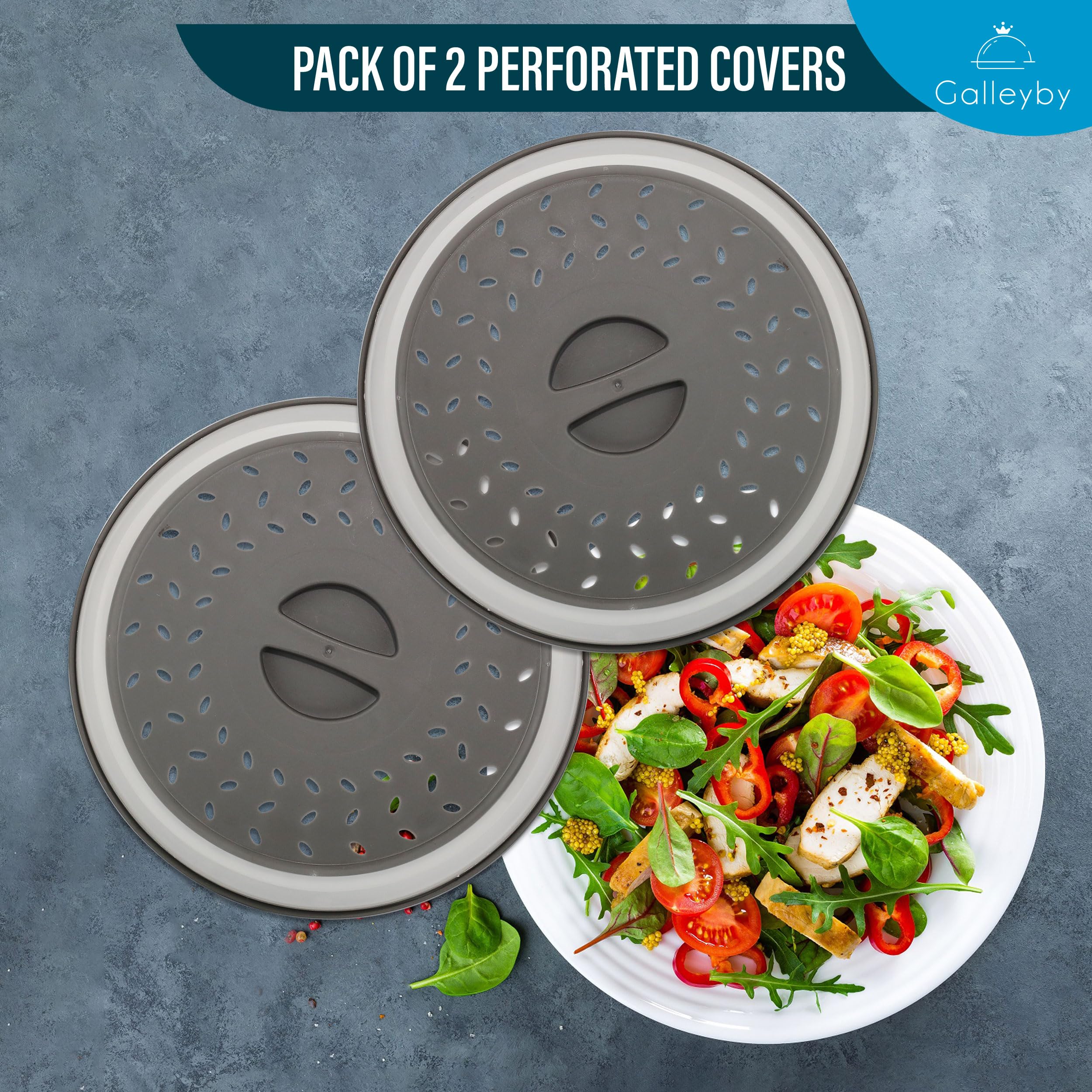 Galleyby Pack of 2 Microwave splatter Covers - Microwave Cover for Food -Space-Saving Design (10.5 Inch) BPA-Free Silicone,Plastic and Dishwasher Safe (Pack of 2)