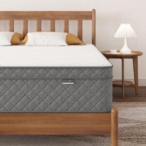 purrjoys full mattress, 12 inch cooling-gel memory foam and pocket spring hybrid mattress, full size mattress in a box, certipur-us certified, medium firm, double mattress