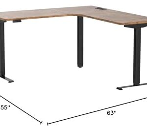 Marsail Corner Stand Up Desk Adjustable Height with 4-in 1 Electical Outlet, L Shaped Electric Standing Desk with Headphone Hook, Stand up Desk for Home Office Sturdy Writing Workstation Rustic