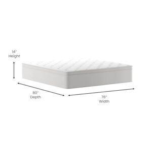 Flash Furniture Vista Hospitality Grade Commercial Mattress in a Box 14 Inch, Premium Memory Foam Hybrid Pocket Spring Mattress, Reinforced Edge Support, King, White