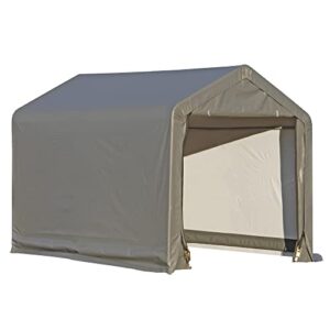 quality outdoor shed-in-a-box portable storage shelter,triple layer, heat bonded, ripstop waterproof polyethylene cover, premium powder-coated no rust frame, sandstone (6'x6'x6', gray)