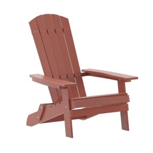 flash furniture charlestown commercial folding adirondack chair - red - poly resin - indoor/outdoor - weather resistant