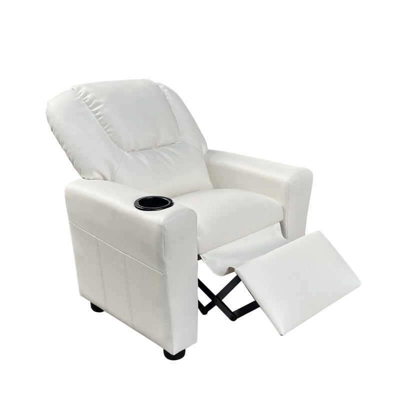 Maykoosh French Country White PU Leather Kids Recliner Chair