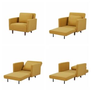 GIA Tri-Fold Convertible Polyester Chaise Sofa Bed with Removable Back Cushion and Legs, Yellow