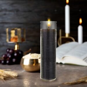 Mega Candles 6 pcs Unscented Black 7 Day Devotional Prayer Glass Container Candle, Premium Wax Candles 2 Inch x 8 Inch, Great for Sanctuary, Vigils, Prayers, Blessing, Religious & More