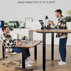 Marsail Corner Stand Up Desk Adjustable Height with 4-in 1 Electical Outlet, L Shaped Electric Standing Desk with Headphone Hook, Stand up Desk for Home Office Sturdy Writing Workstation Rustic