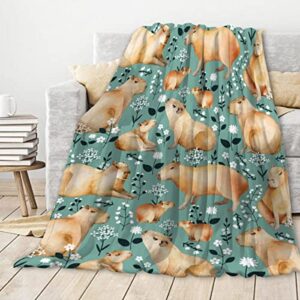 floral capybaras blanket | funny gift for cabybara lover | 40"x50" cute capybara flannel blanket for boys girls| capybaras plush blanket decor for couch sofa bedroom | cabybara lover gift