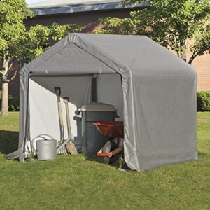 Quality Outdoor Shed-in-A-Box Portable Storage Shelter,Triple Layer, Heat Bonded, Ripstop Waterproof Polyethylene Cover, Premium Powder-Coated No Rust Frame, Sandstone (6'x6'x6', Gray)