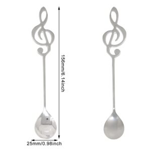 Honbay 6PCS Stainless Steel Coffee Spoons Musical Note Mixing Teaspoons Small Dessert Ice Cream Spoons for Home, School, Office or Restaurant (6.14")