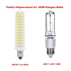 strico JD E11 Led Bulb 120V 100W Halogen Bulbs Equivalent, T3 T4 Mini Candelabra Base JDE11 Bulb for Ceiling Fan, Cabinet Lighting, Pack of 2 (Daylight 6000K)