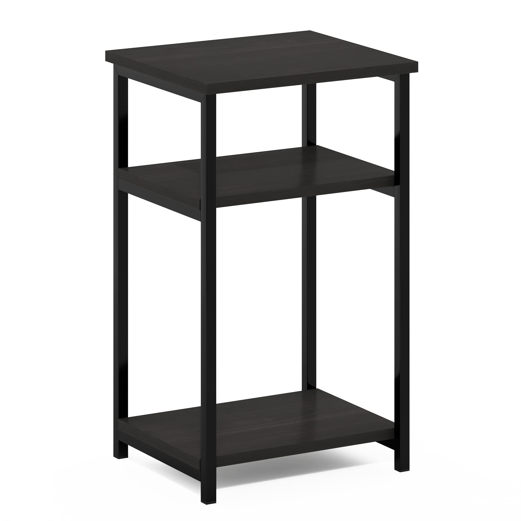 Furinno Just 3-Tier Metal Frame End Table with Storage Shelves, 1-Pack, Espresso