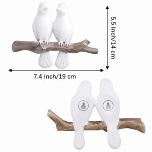 QUMENEY Creative Coat Hooks Wall Mounted Hook Rack, Birds Hooks Coat Hanger Rack, Vintage Wall Hanging Hooks Entryway Hanger for Keys, Towels, Coats, Hats (White 2 Bird)