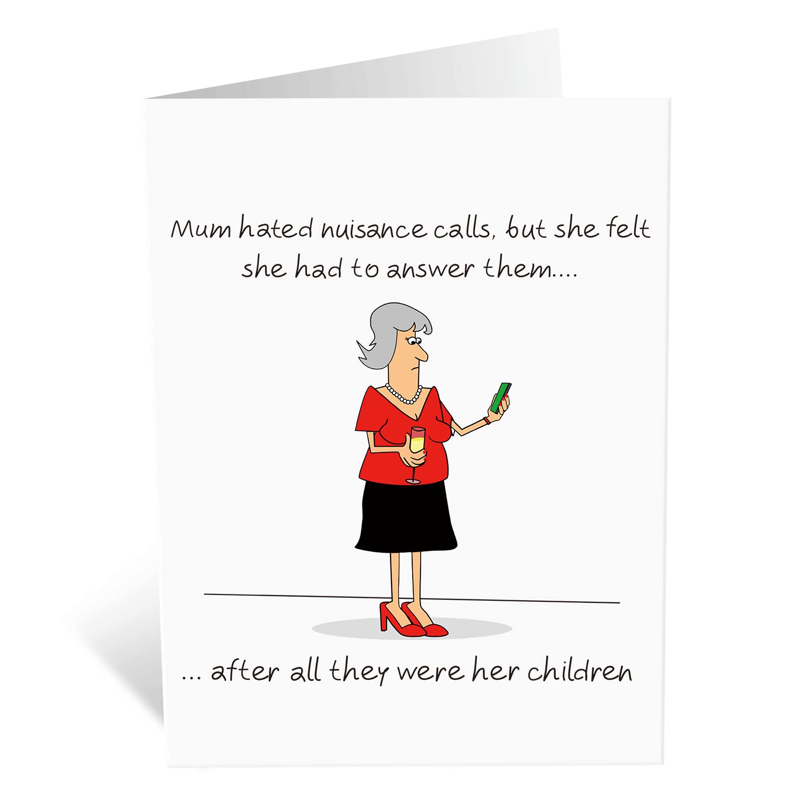 BFTETYU Funny Mother's Day Greeting Card for Mom, Birthday Card with Red Envelope, 8 x 5.3 inches