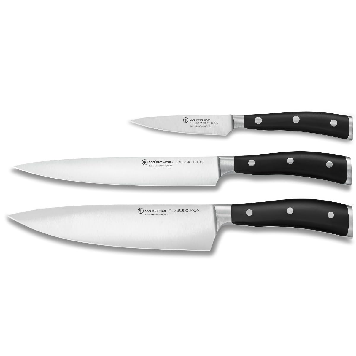 WÜSTHOF Classic Ikon 3-Piece Chef's Knife Set, Black