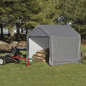 Quality Outdoor Shed-in-A-Box Portable Storage Shelter,Triple Layer, Heat Bonded, Ripstop Waterproof Polyethylene Cover, Premium Powder-Coated No Rust Frame, Sandstone (6'x6'x6', Gray)