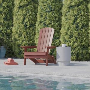 Flash Furniture Charlestown Commercial Folding Adirondack Chair - Red - Poly Resin - Indoor/Outdoor - Weather Resistant