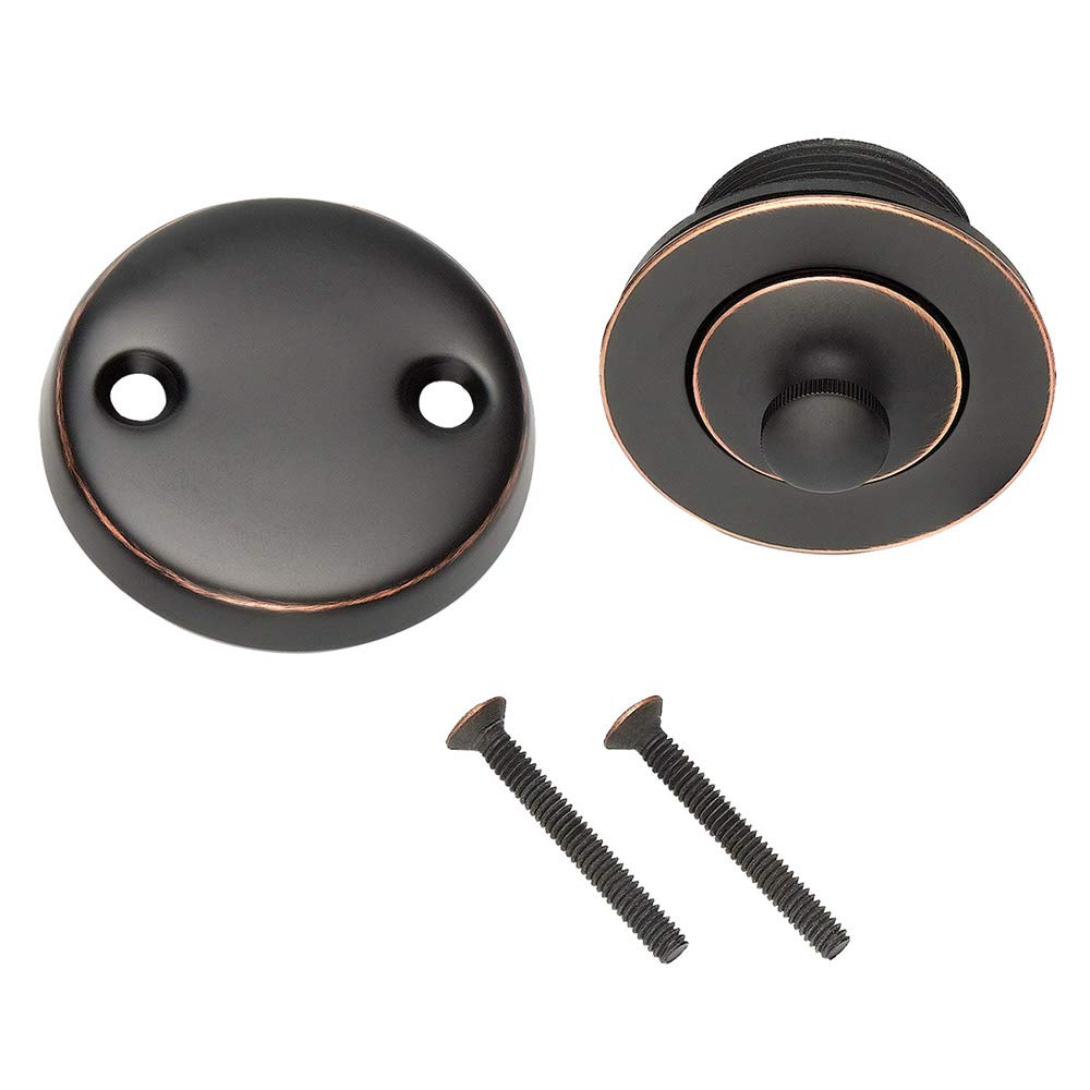 Design House Oakmont Classic Bath and Shower Trim with Single-Function Shower Head (523472) | Lift and Turn Bath Drain Plug Kit with Two-Hole Overflow Faceplate