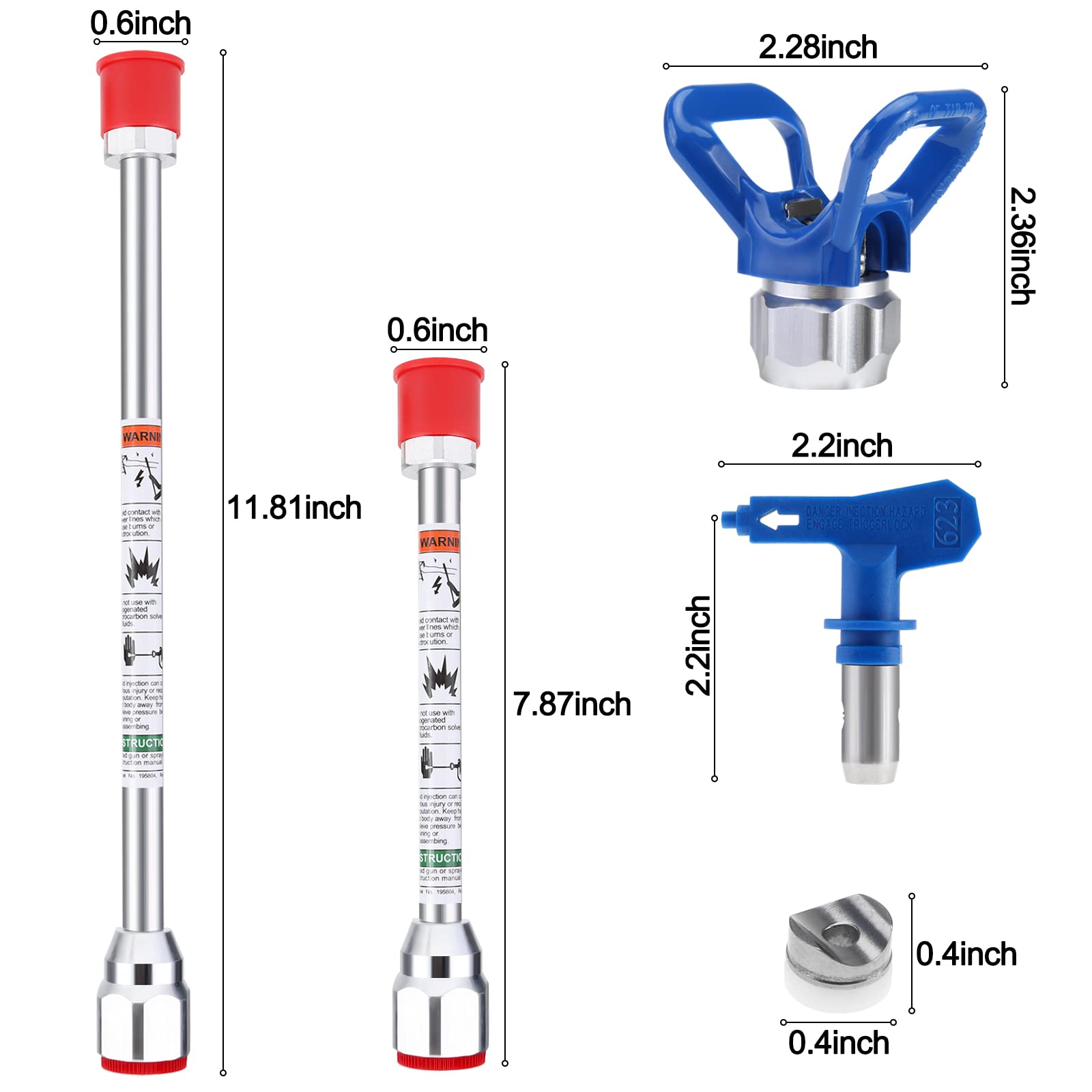 SanSanYa 10PCS Airless Reversible Spray Tip Nozzles Airless Sprayer Nozzles Airless Paint Sprayer Tip Extension Pole Airless Paint Sprayer Extension with Sprayer Nozzle Tip Guard