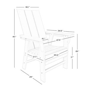 WestinTrends Ashore Outdoor Patio HDPE Plastic Modern Adirondack Dining Chair Navy Blue