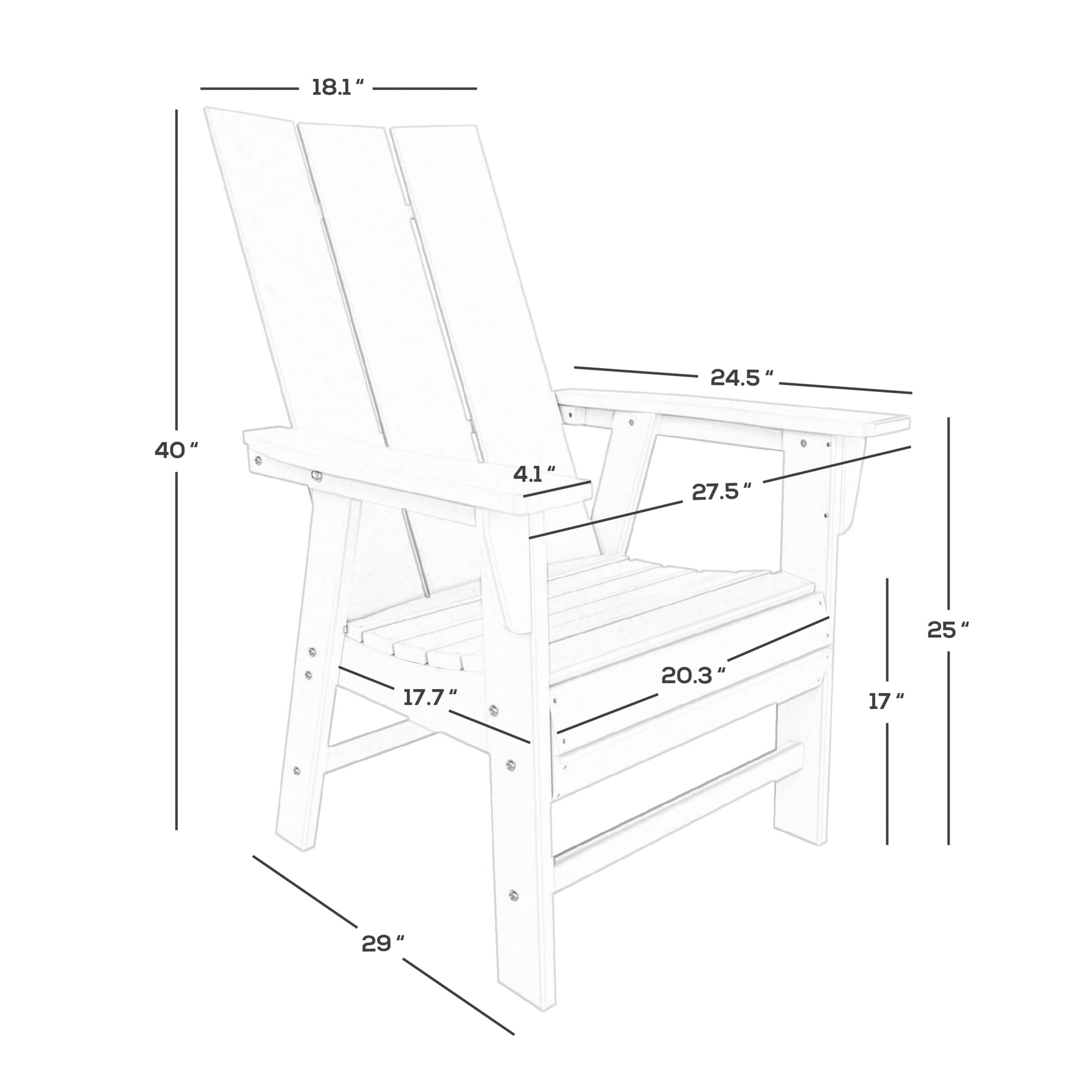 WestinTrends Ashore Outdoor Patio HDPE Plastic Modern Adirondack Dining Chair Navy Blue